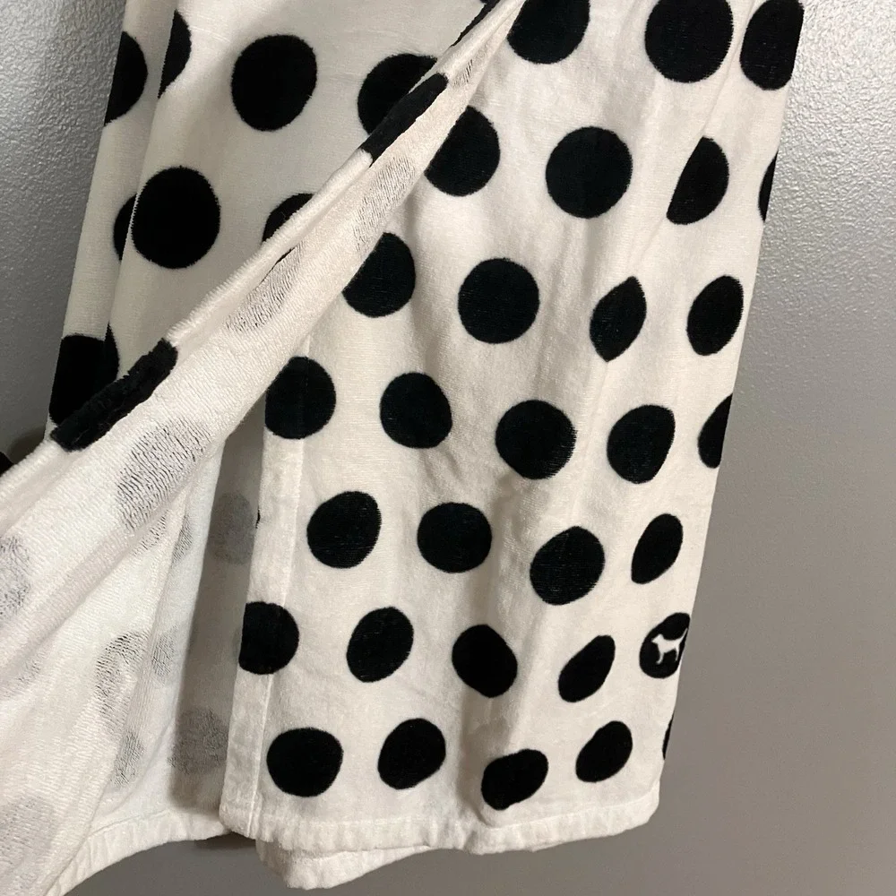 Victoria's Secret PINK Polka Dot Plush Spa Bath Wrap Towel Cover Up Smiley Face